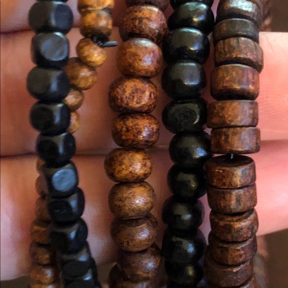 Hand made wooden bracelets 7 inch stretch to 9